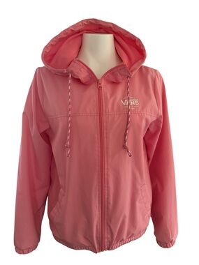 Vans Pink Hooded, Lined  Bomber Windbreaker Jacket, Size Small